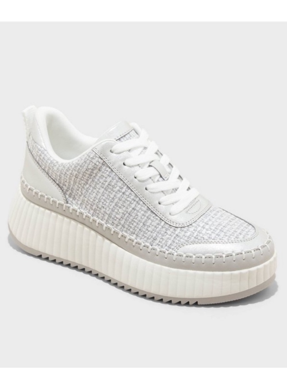 Universal Thread - Persephone White and Silver Tweed Platform Sneaker - 8.5